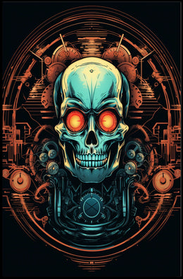 Cybernetic Skull Art Poster