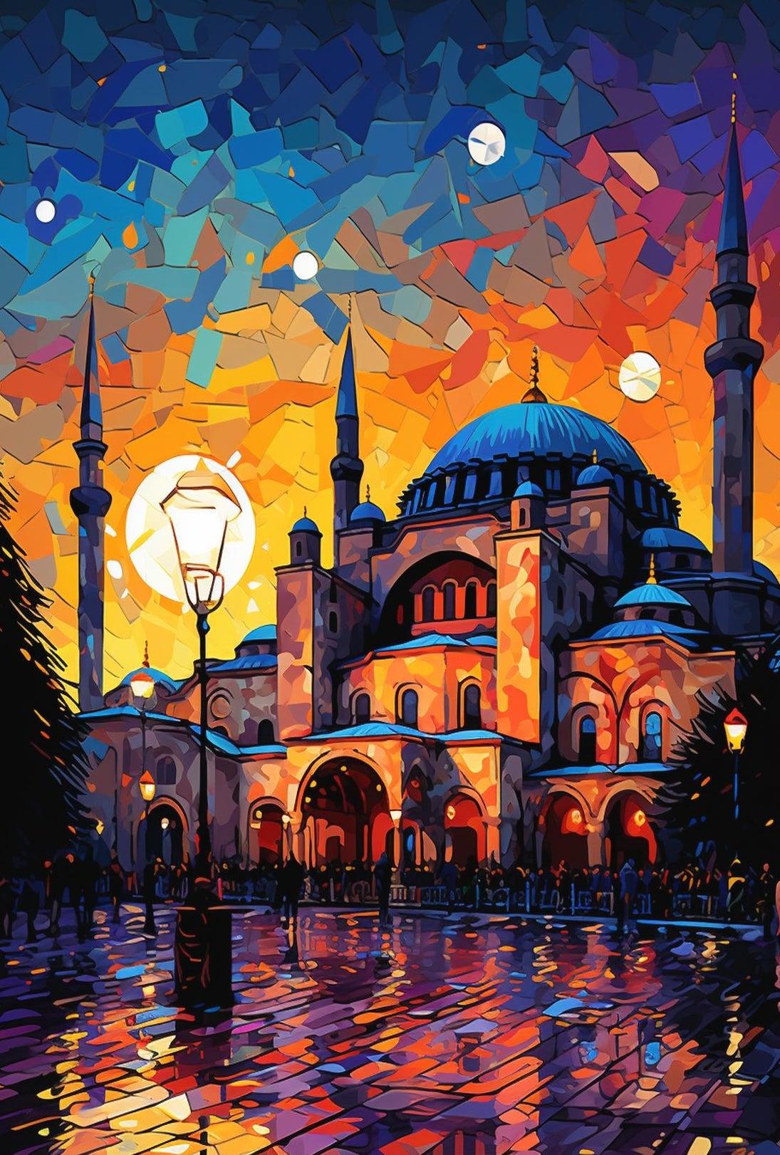 Twilight Mosque Scene Cultural Heritage Poster