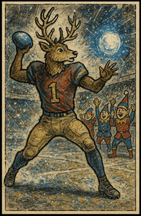 Reindeer Quarterback In A Winter Poster