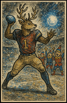 Reindeer Quarterback In A Winter Poster
