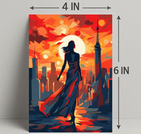 Sunset Silhouette In The City Poster