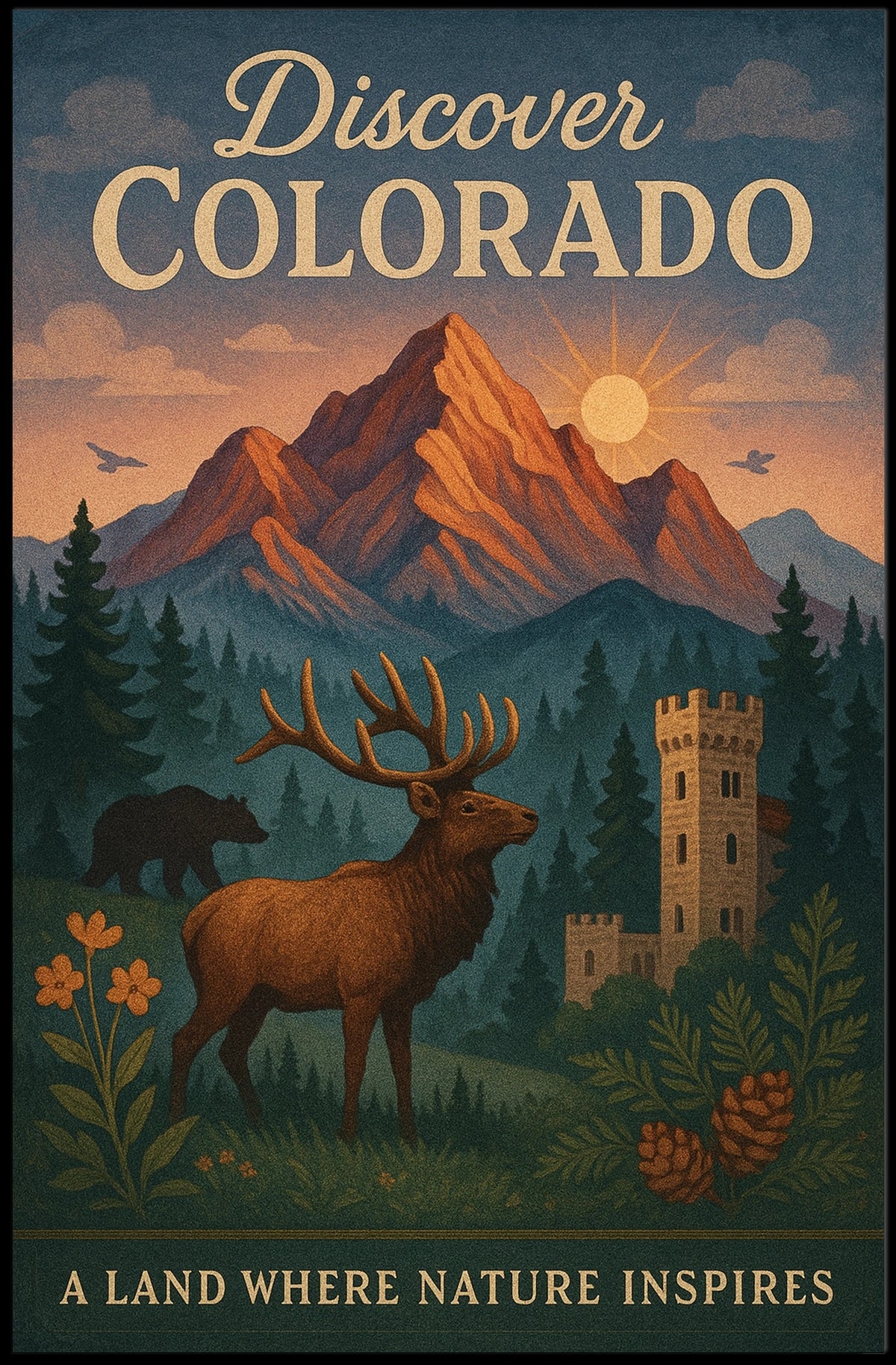Colorado Wilderness Adventure Vintage Travel Poster