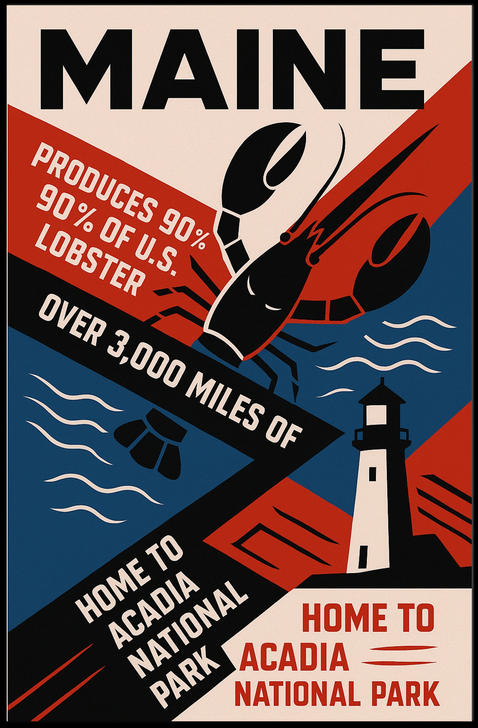 Maine The Lobster State Poster