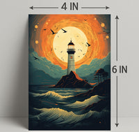 Lighthouse At Sunset Poster PosterGoat