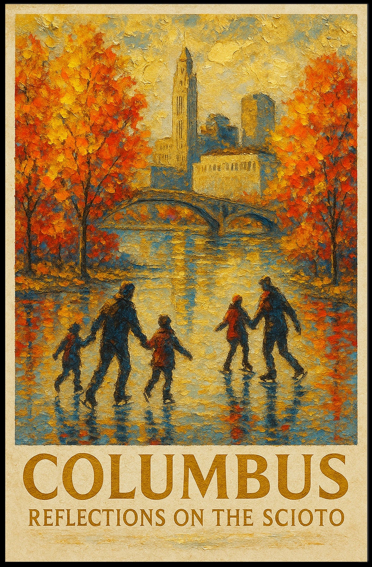 Columbus Reflections On The Scioto Poster