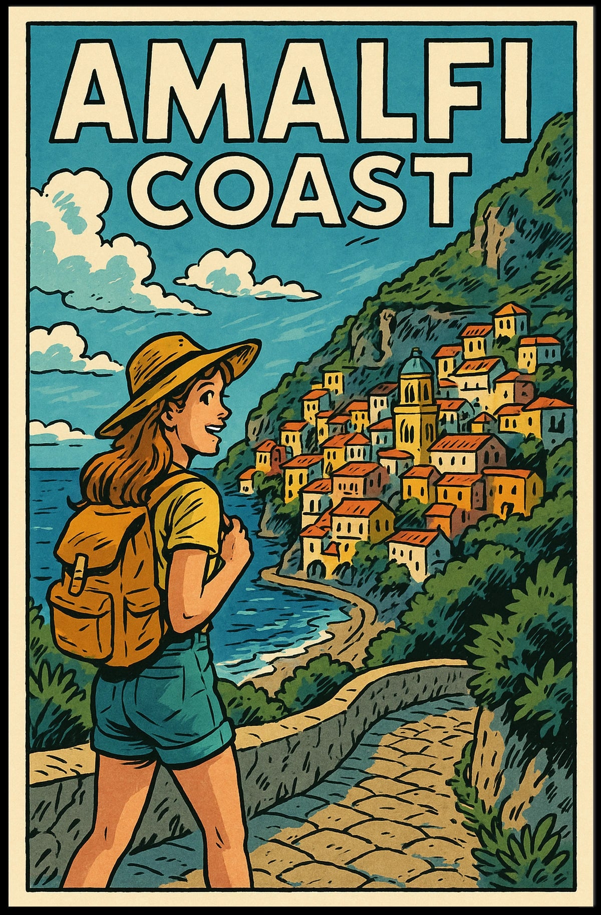 Amalfi Coast Adventure Poster Wall Art Travel Print