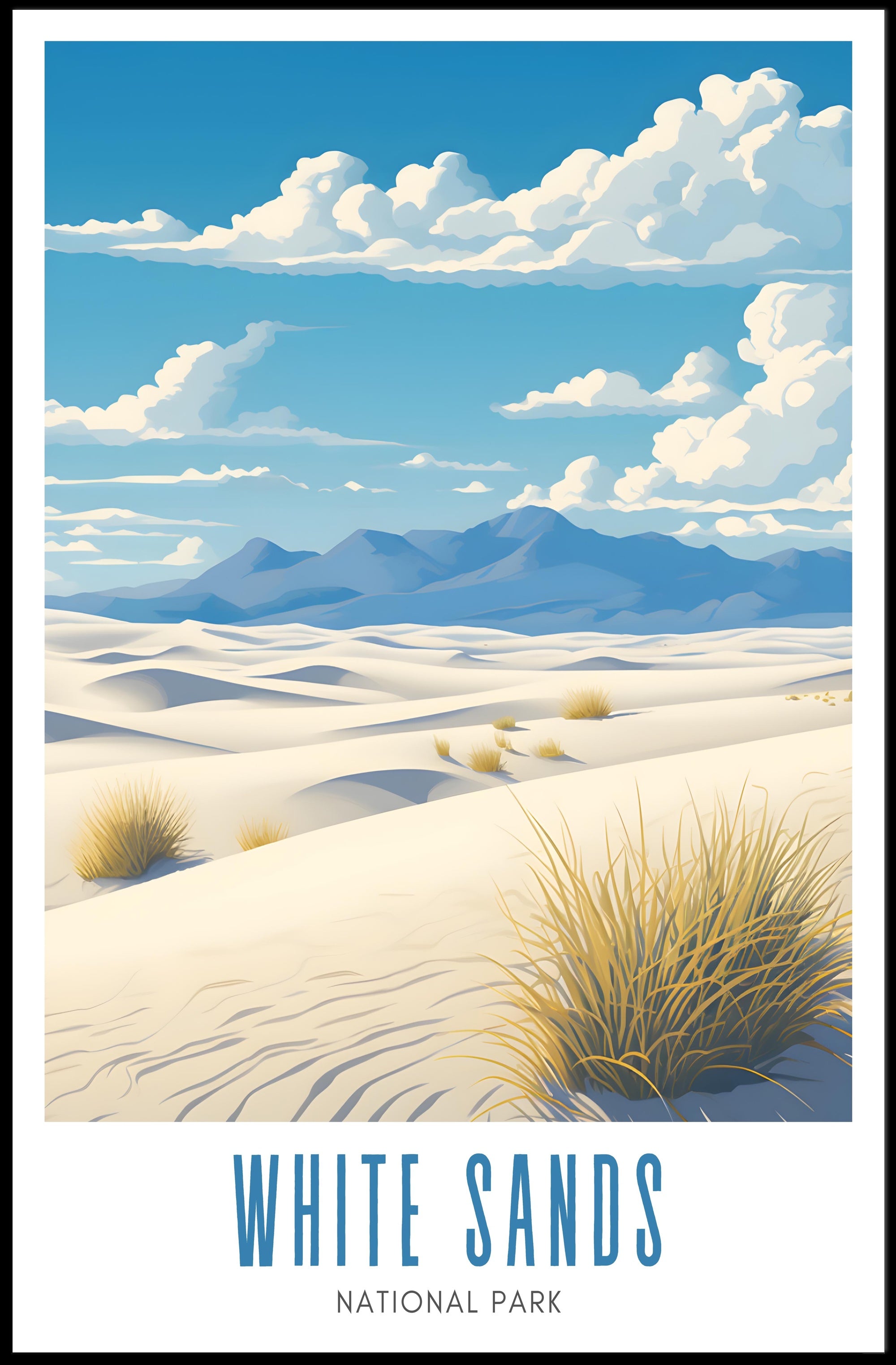 White Sands National Park Vintage Travel Poster
