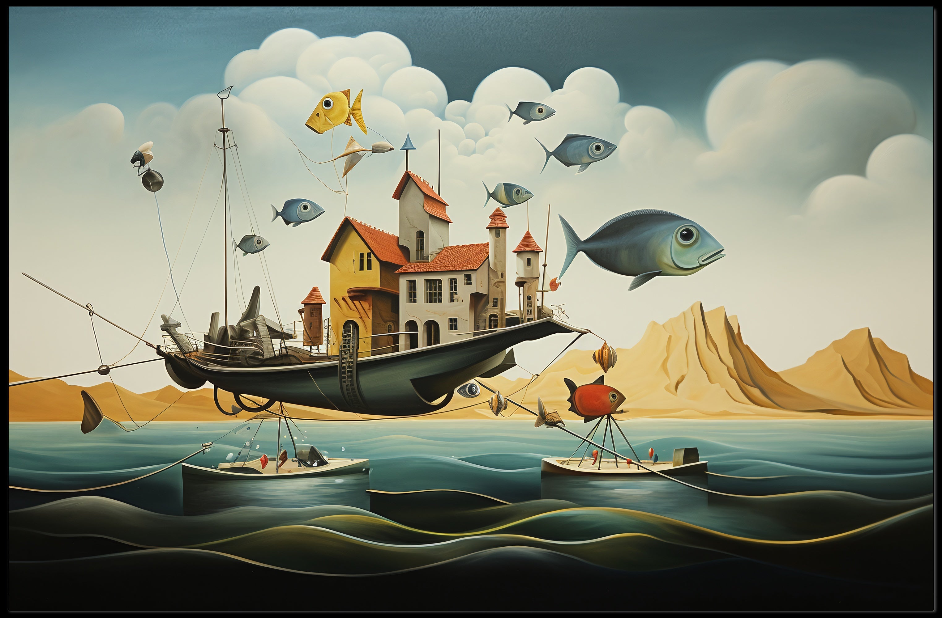 Fantastical Airborne Ship Fantasy Poster