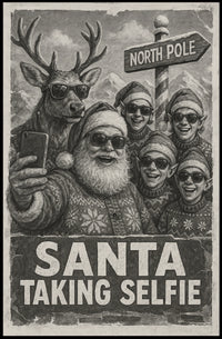 Santa Selfie Retro Poster: North Pole Fun