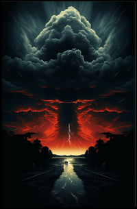 Eerie Skywalk Surreal Landscape Artistic Poster