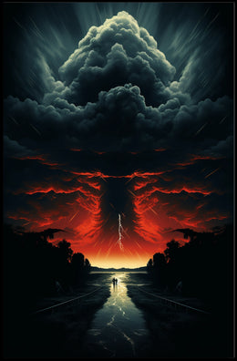 Eerie Skywalk Surreal Landscape Artistic Poster