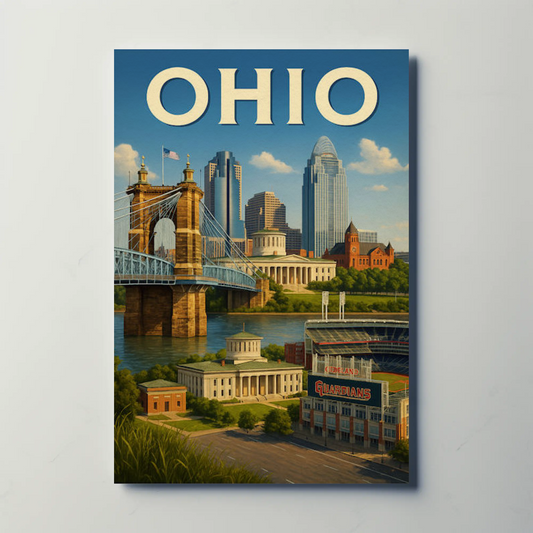 Ohio State Capitol Cincinnati Guardians Stadium Travel Poster