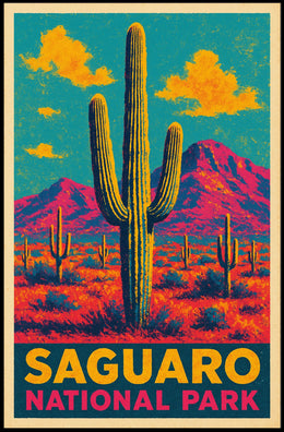 Saguaro National Park Vintage Desert Landscape Poster