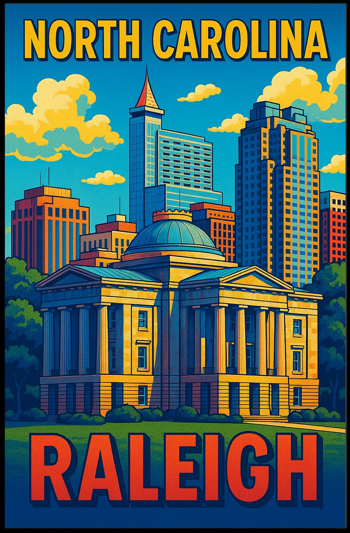 Raleigh, North Carolina Skyline Poster