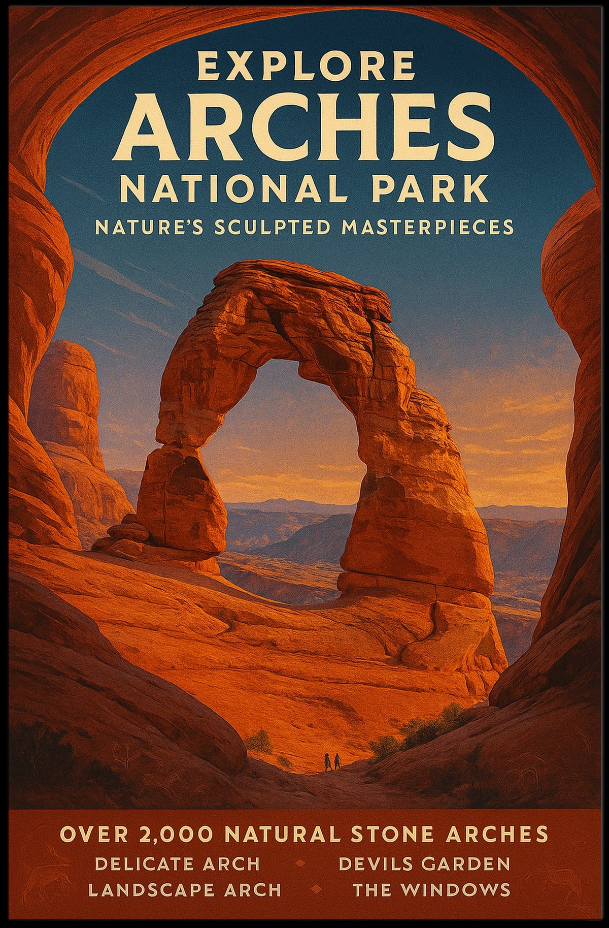 Arches National Park Vintage Adventure Poster Print