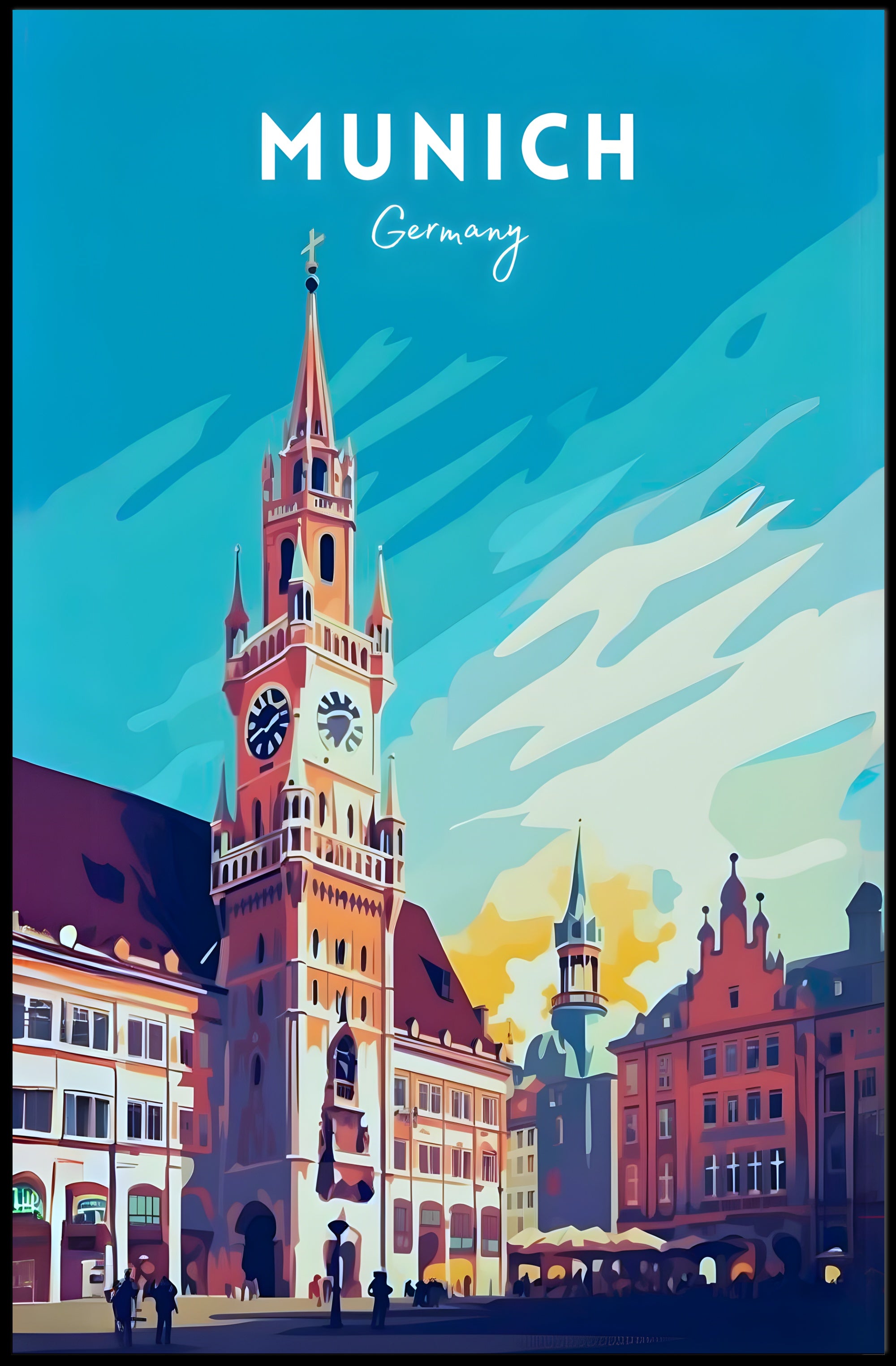Munich New Town Hall Travel Poster