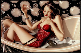 Glamorous Art Deco Woman in Bathtub Poster
