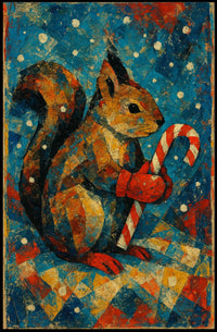 Festive Squirrel with Candy Cane Poster
