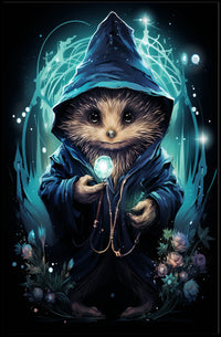 Mystical Hedgehog Wizard Fantasy Art Poster