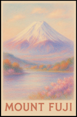 Mount Fuji Tranquil Landscape Abstract Poster