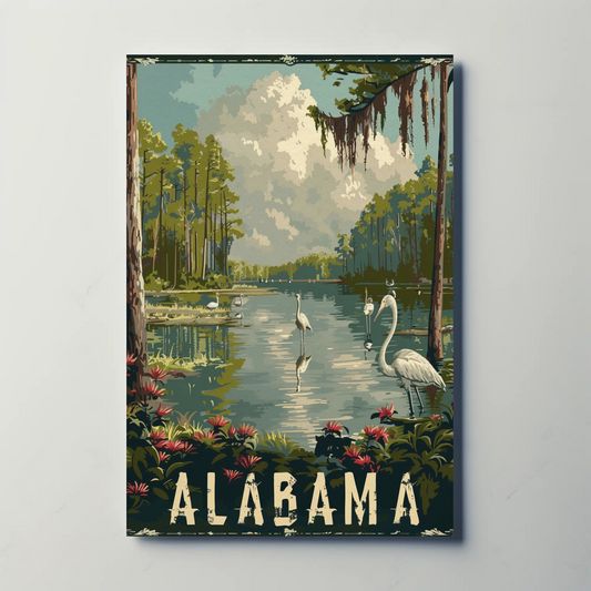 Alabama Wetlands and Herons Travel Poster
