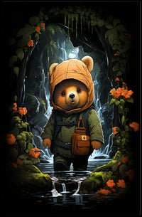 Adventurous Bear in Raincoat Fantasy or Mythology Poster