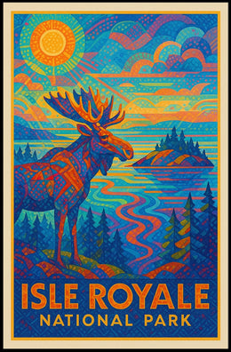 Isle Royale National Park Moose Wildlife Scenic Poster