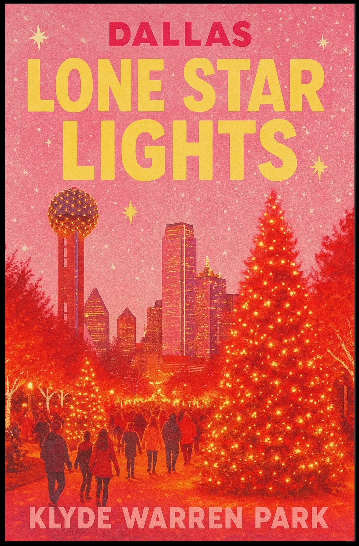 Dallas Lone Star Lights Skyline Poster