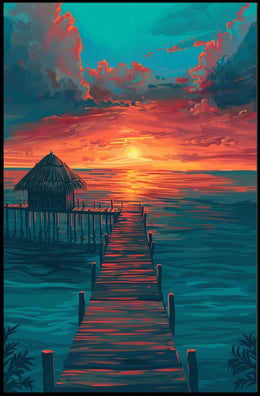 Tropical Sunset Pier: Serene Coastal Escape Poster