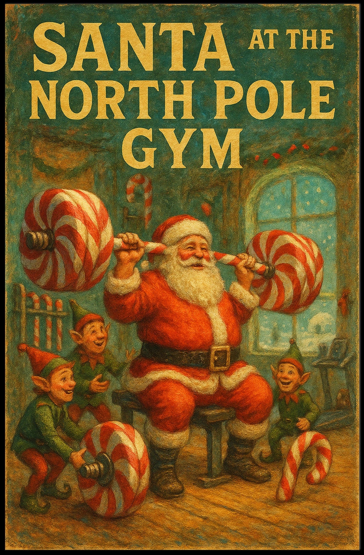 North Pole Gym Vintage Christmas Sports Poster