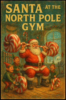 North Pole Gym Vintage Christmas Sports Poster