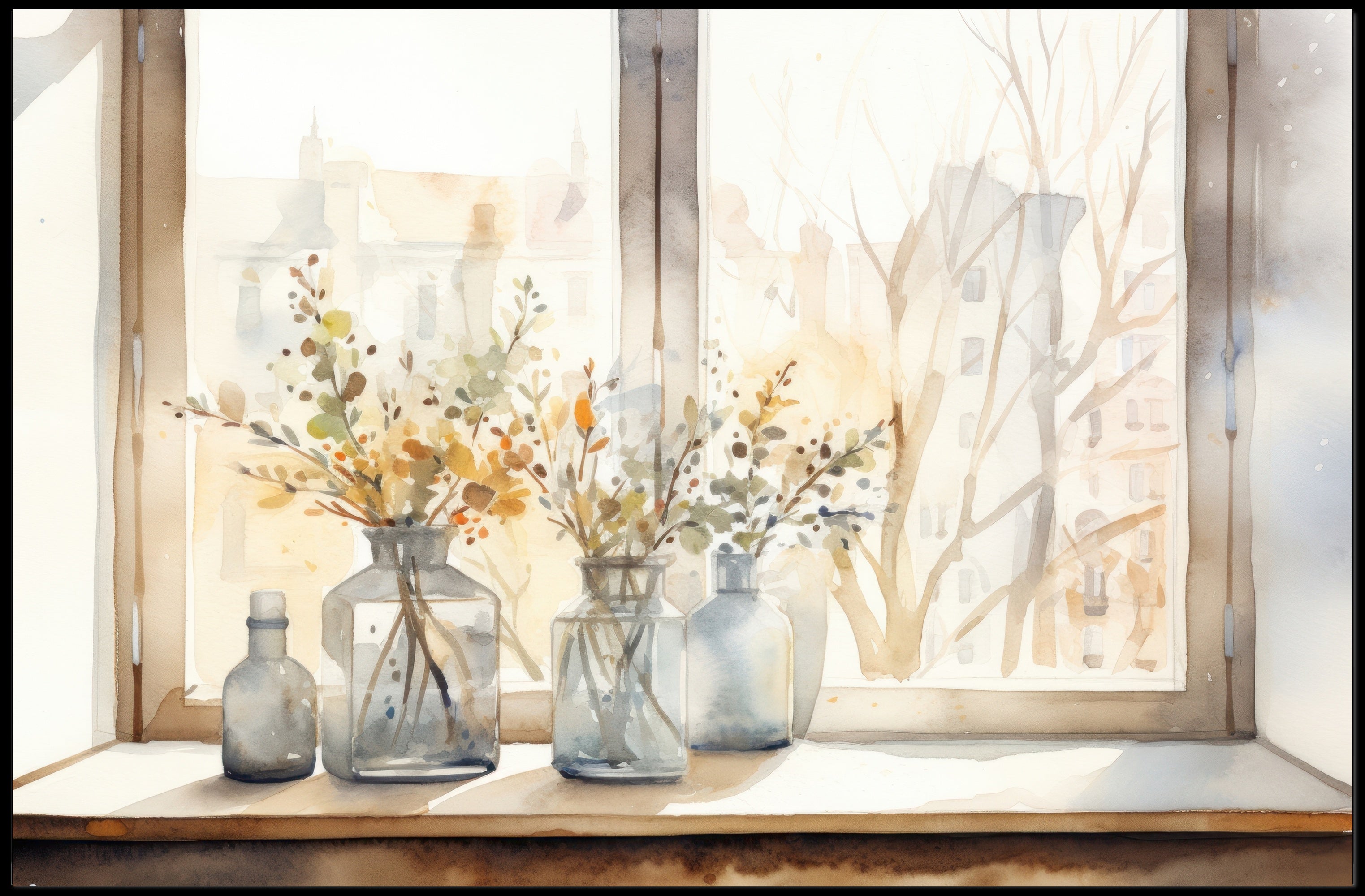 Tranquil Window Still Life Poster