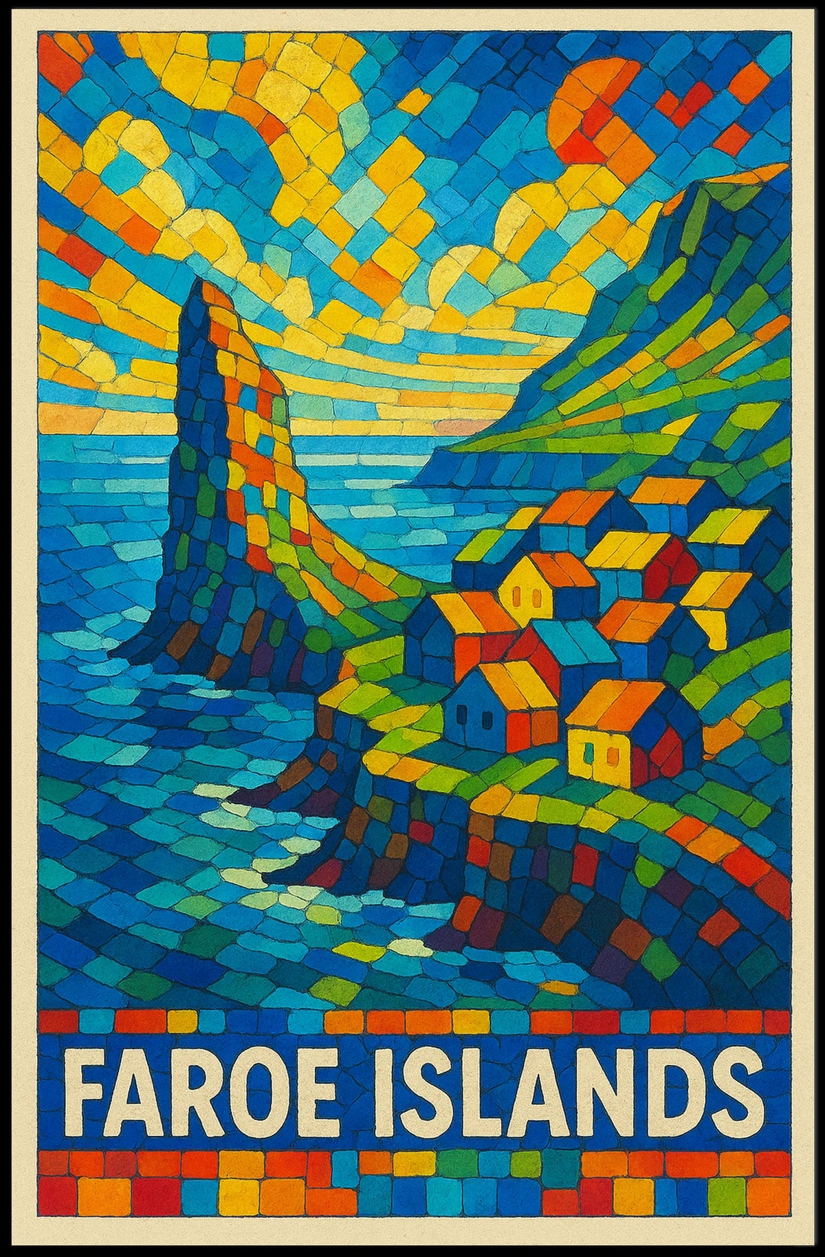 Faroe Islands Vibrant Mosaic Poster