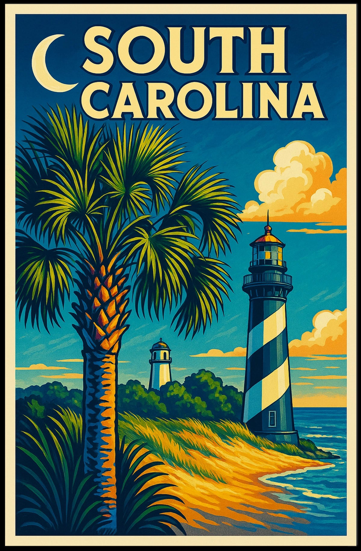South Carolina Coastal Scene Poster