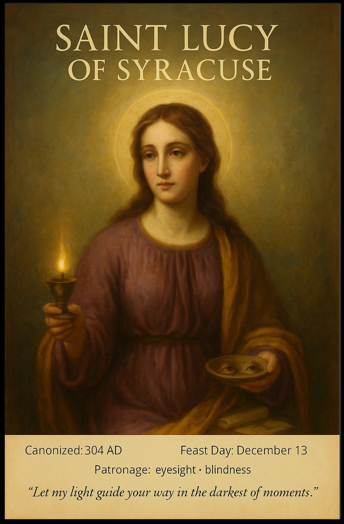 Saint Lucy Of Syracuse Poster Classic Sacred Wall Art