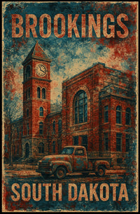 Brookings South Dakota Vintage Charm Cityscape Travel Decor Prairie Vibes Poster