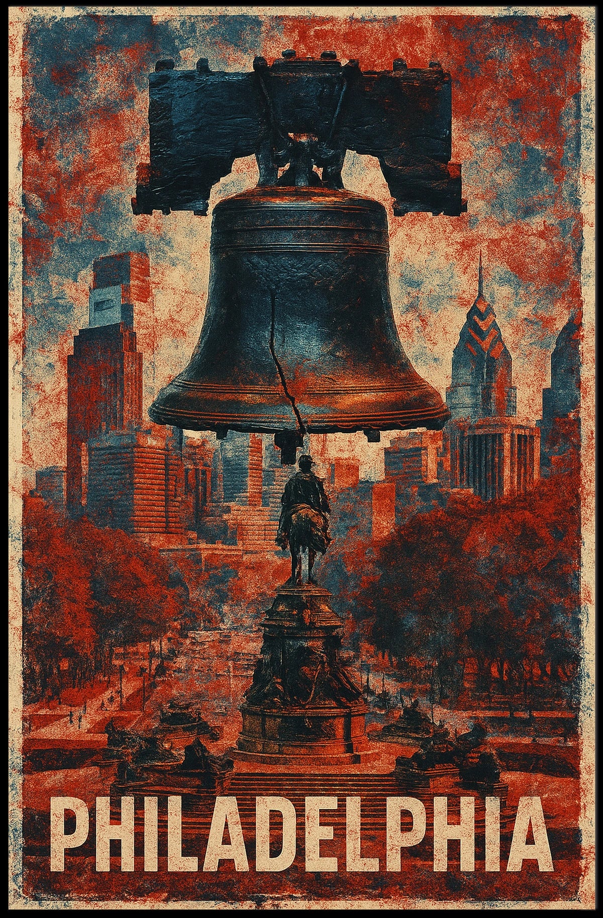 Philadelphia Cityscape Heritage Vintage Poster