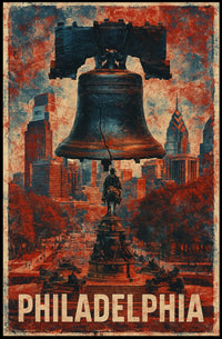Philadelphia Cityscape Heritage Vintage Poster