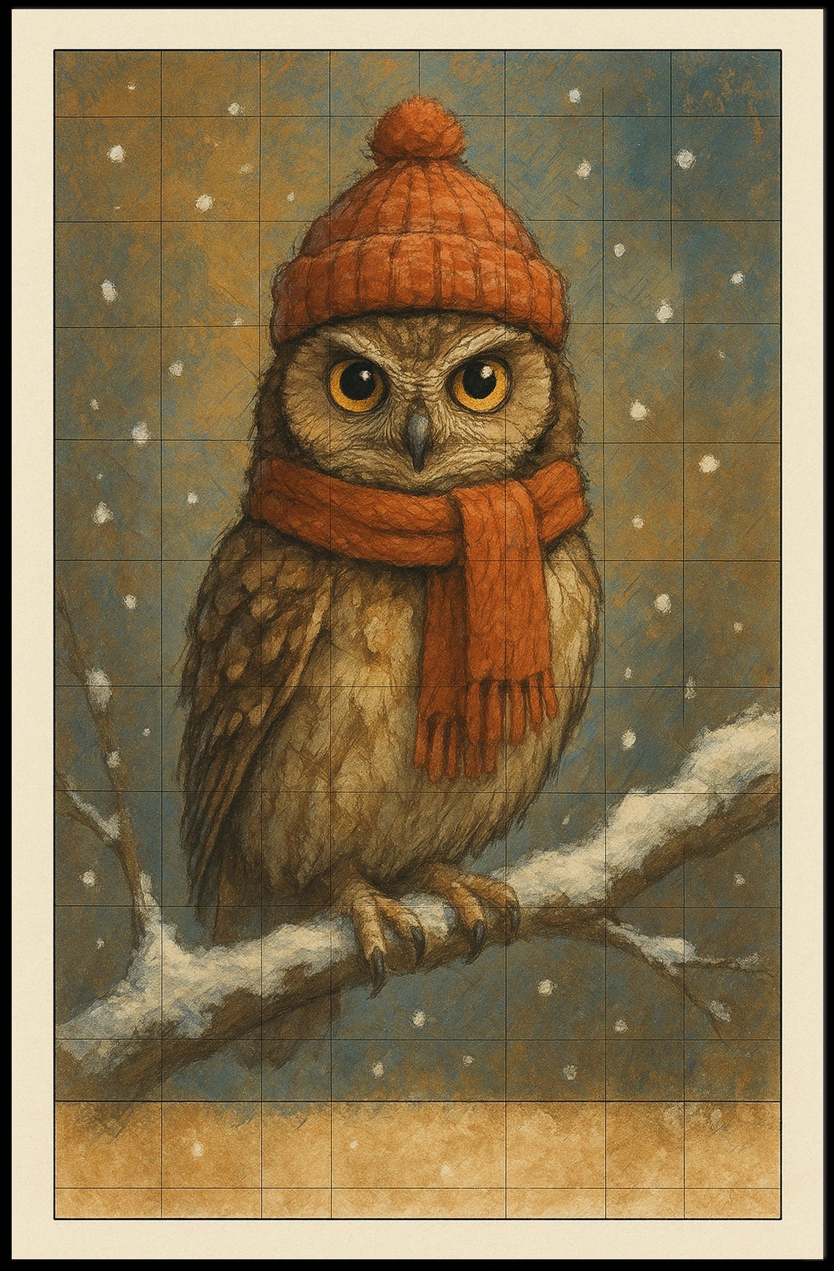 Winter Owl In Cozy Attire Poster