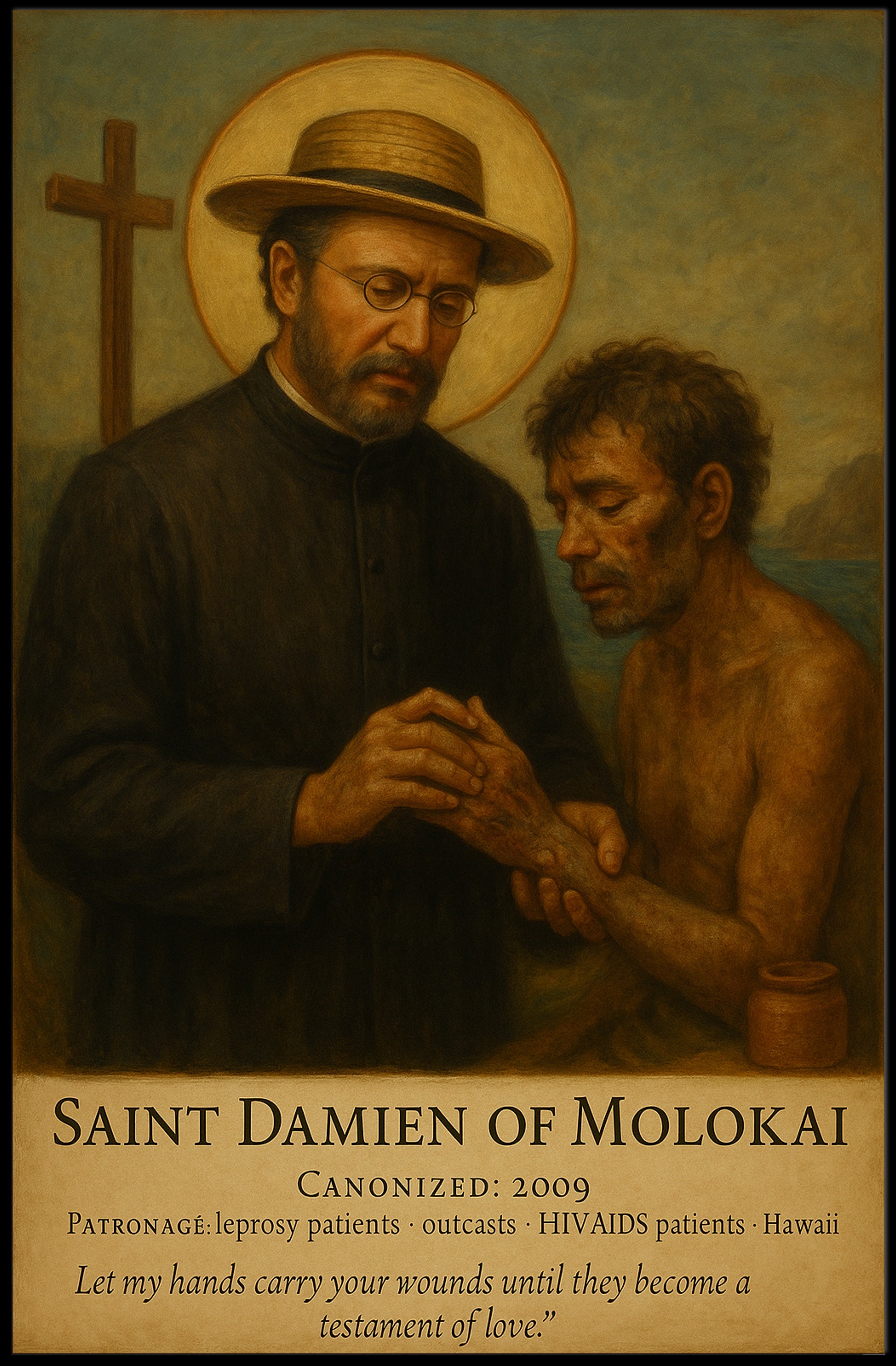 Saint Damien Reverent Compassion Cultural or Heritage Poster