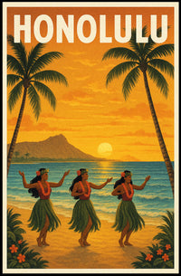 Honolulu Sunset Poster PosterGoat