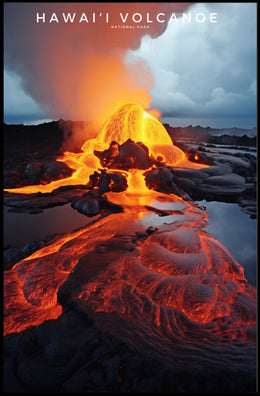 Hawaii Volcano Eruption Poster Travel Wall Art
