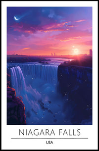 Niagara Falls Sunset Travel Poster
