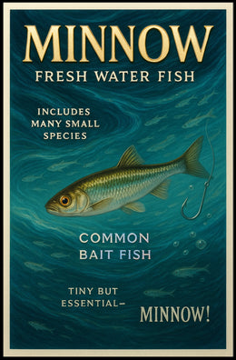 Minnow Vintage Illustration Fishing Poster Art Print