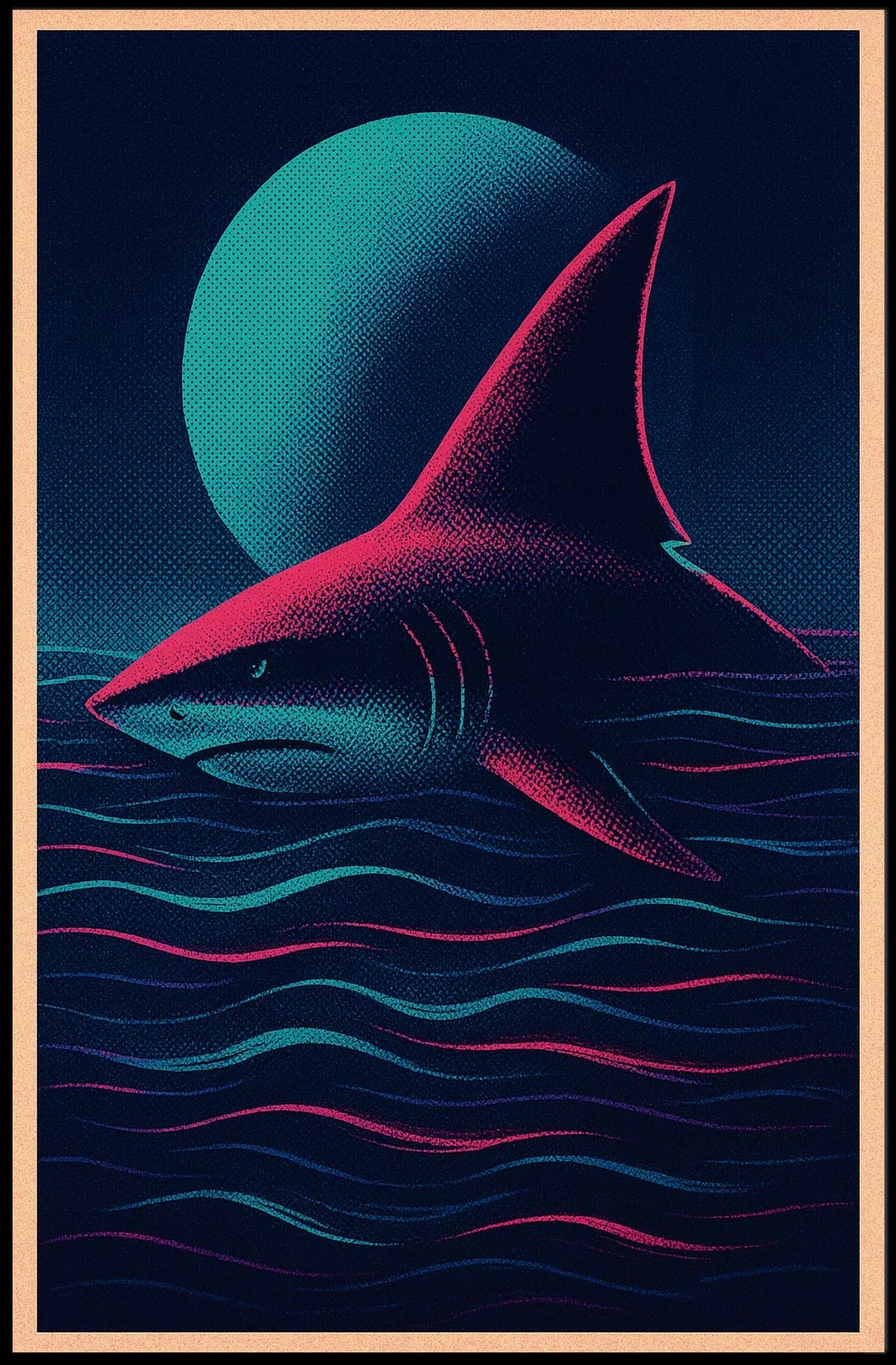 Moonlit Shark Poster