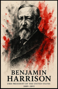 Benjamin Harrison Presidential Watercolor Art Historical Poster