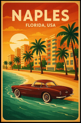 Naples Florida Vintage Travel Poster