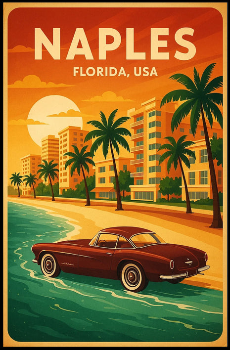 Naples Florida Vintage Travel Poster