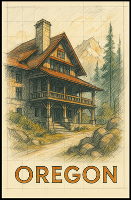 Oregon Mountain Lodge Poster