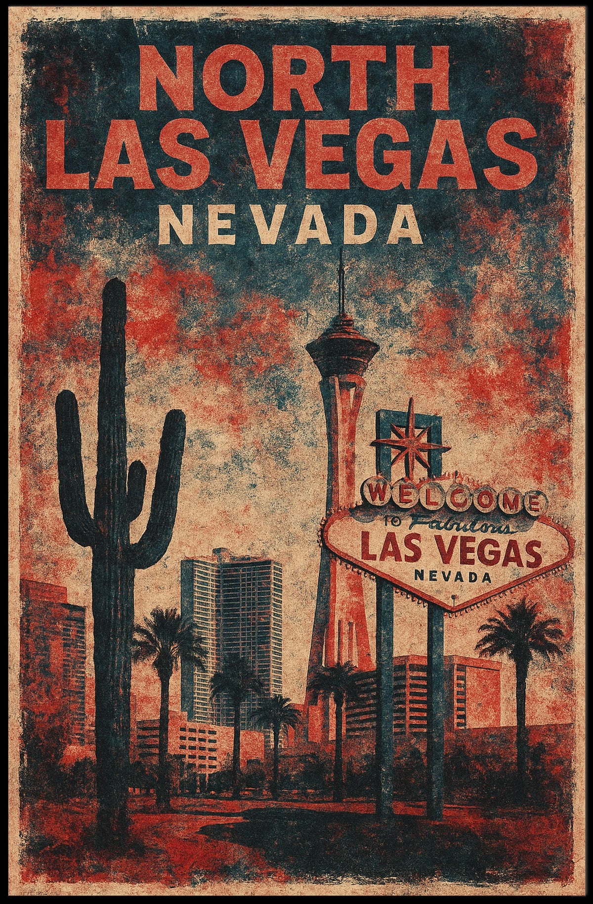 North Las Vegas Vintage Art Deco Poster